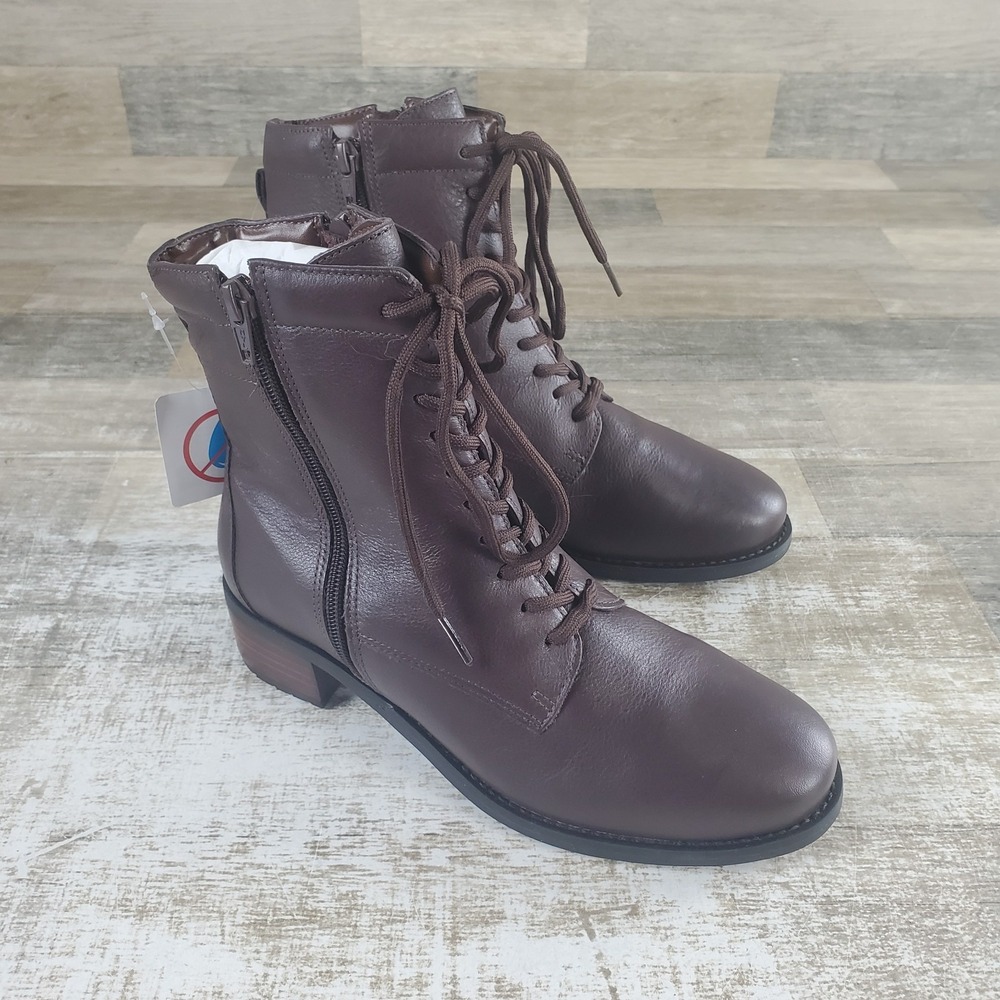 David Tate Expedition Womens Ankle Boots Sz 7 Brown Pebble Grain Leather